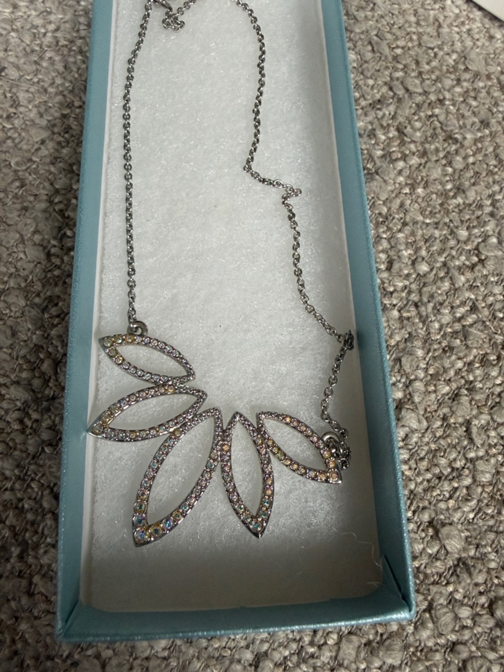 Touchstone Crystal Silver-Tone Petals Necklace